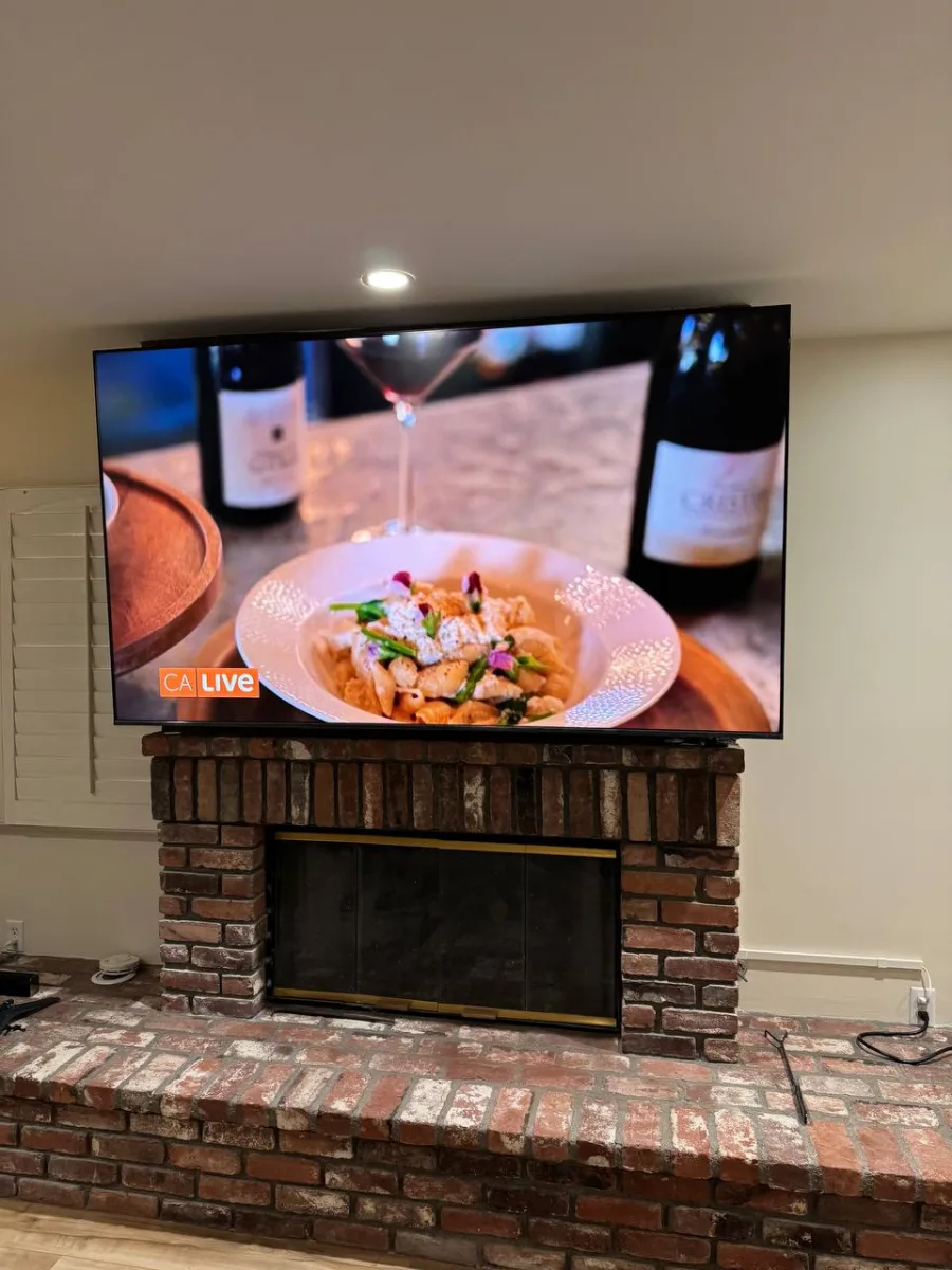 TV Mounting Over a Brick Fireplace in Los Angeles